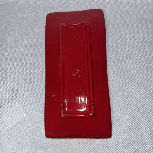 Candy Dish Made in Italy Rectangle Christmas Tree Pattern Red Bright Stars READ - Picture 4 of 10